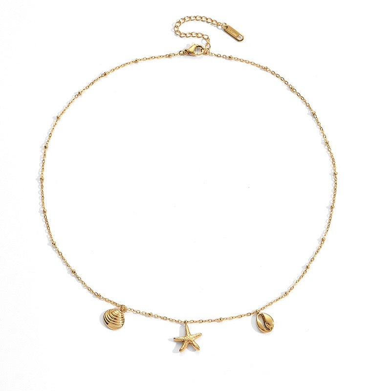 Dainty starfish shell necklace