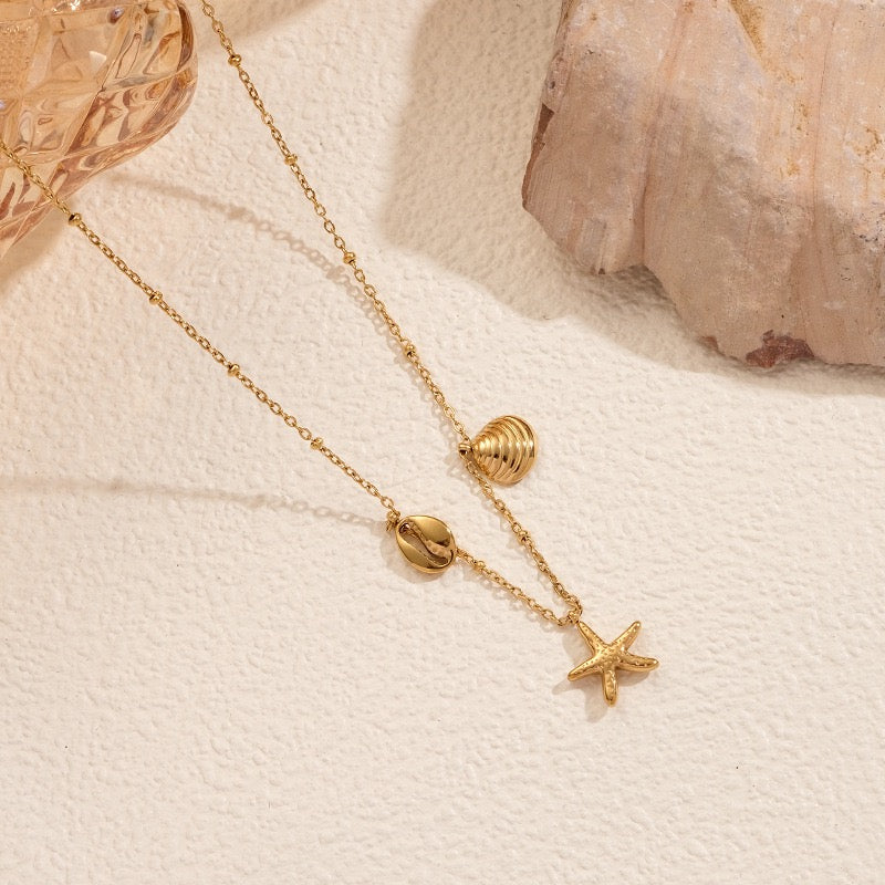 Dainty starfish shell necklace