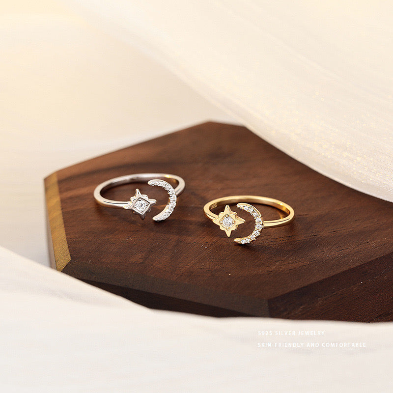 Moris Moon star Silver ring