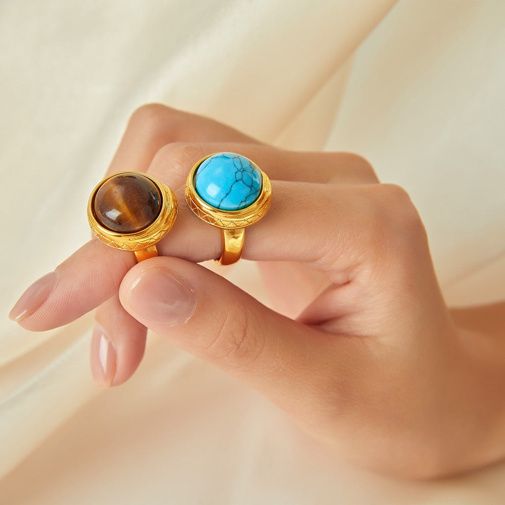 Natural stone rings