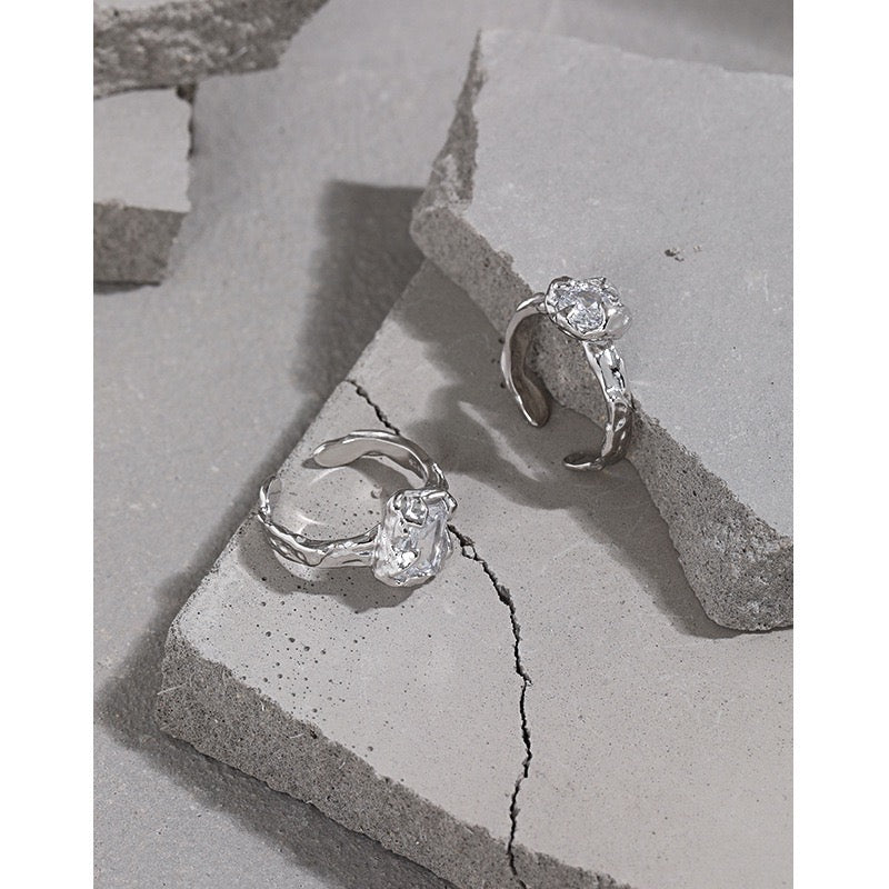 Round rock sterling silver ring