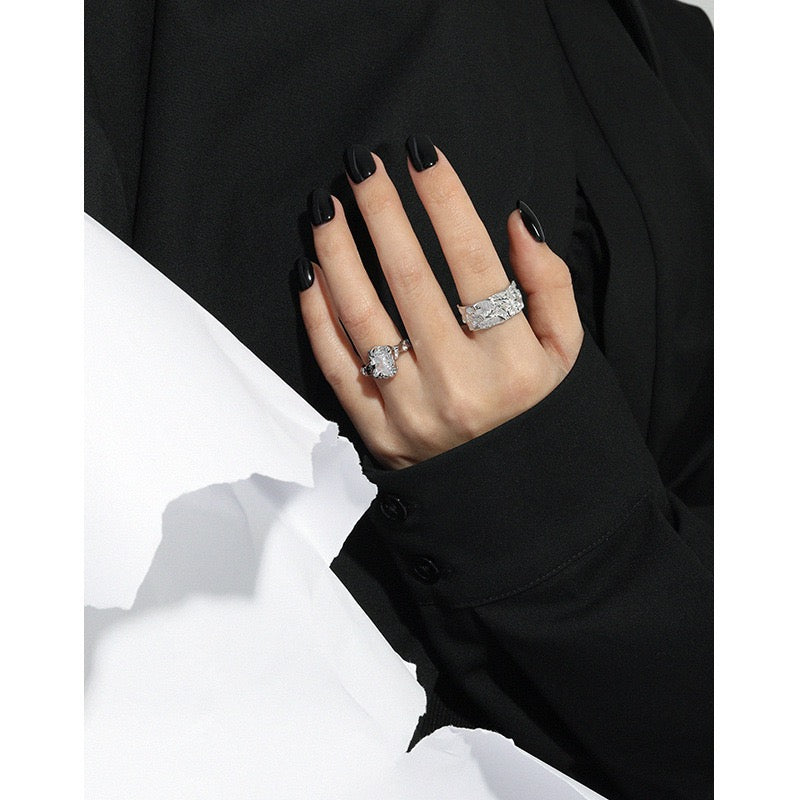 Round rock sterling silver ring