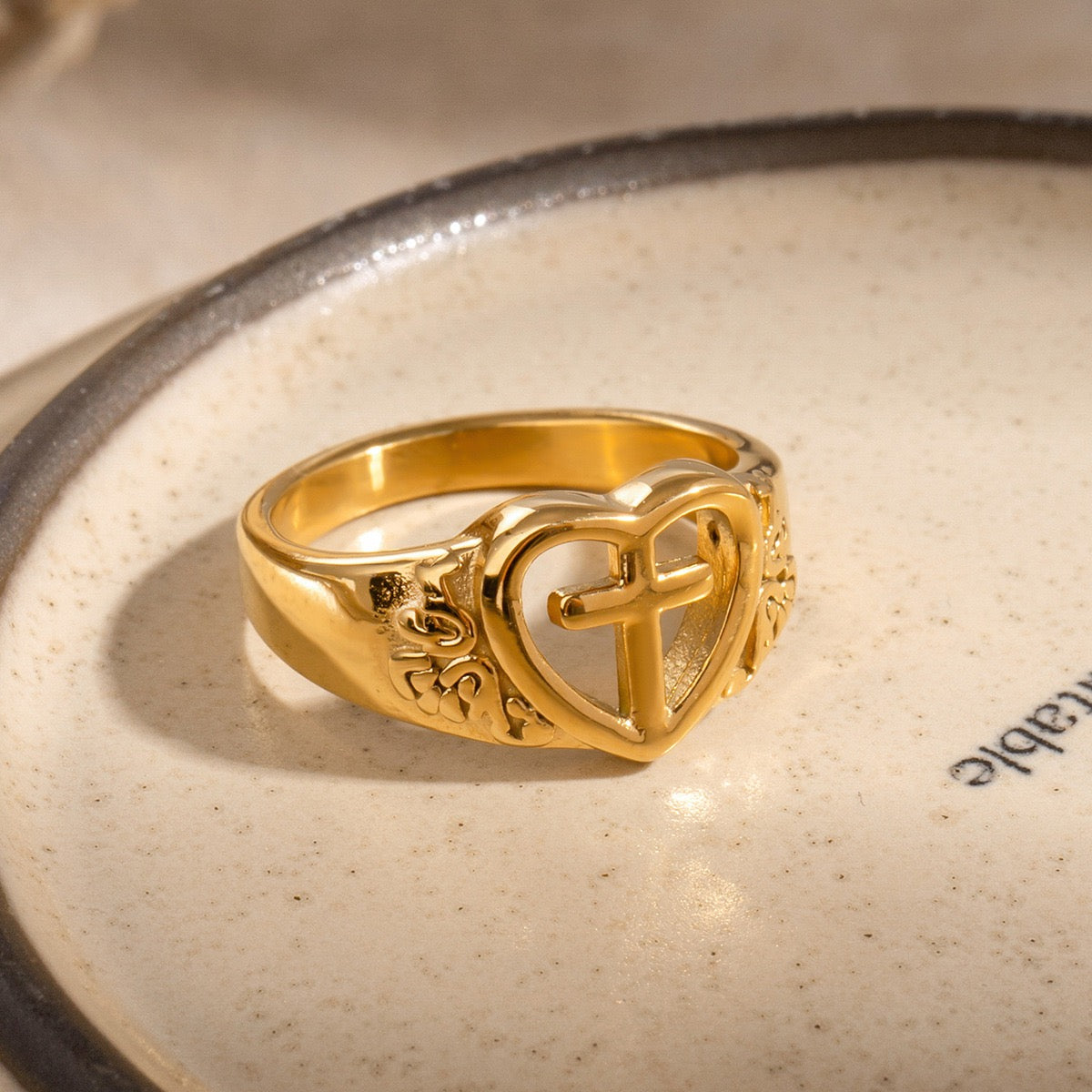 Boise Cross heart rings