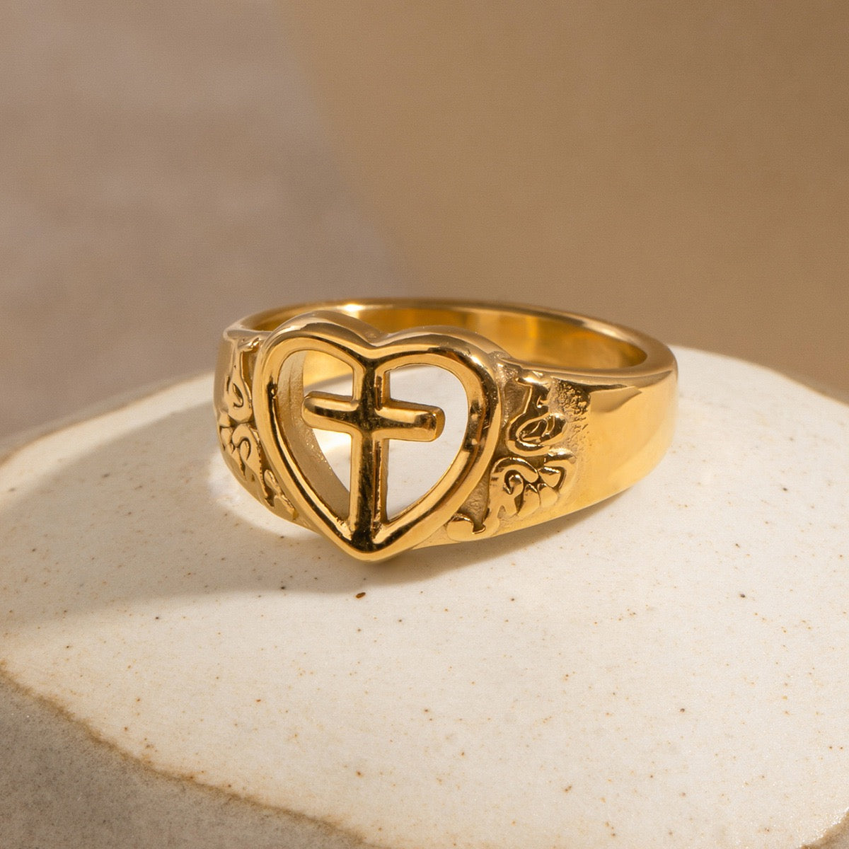 Boise Cross heart rings