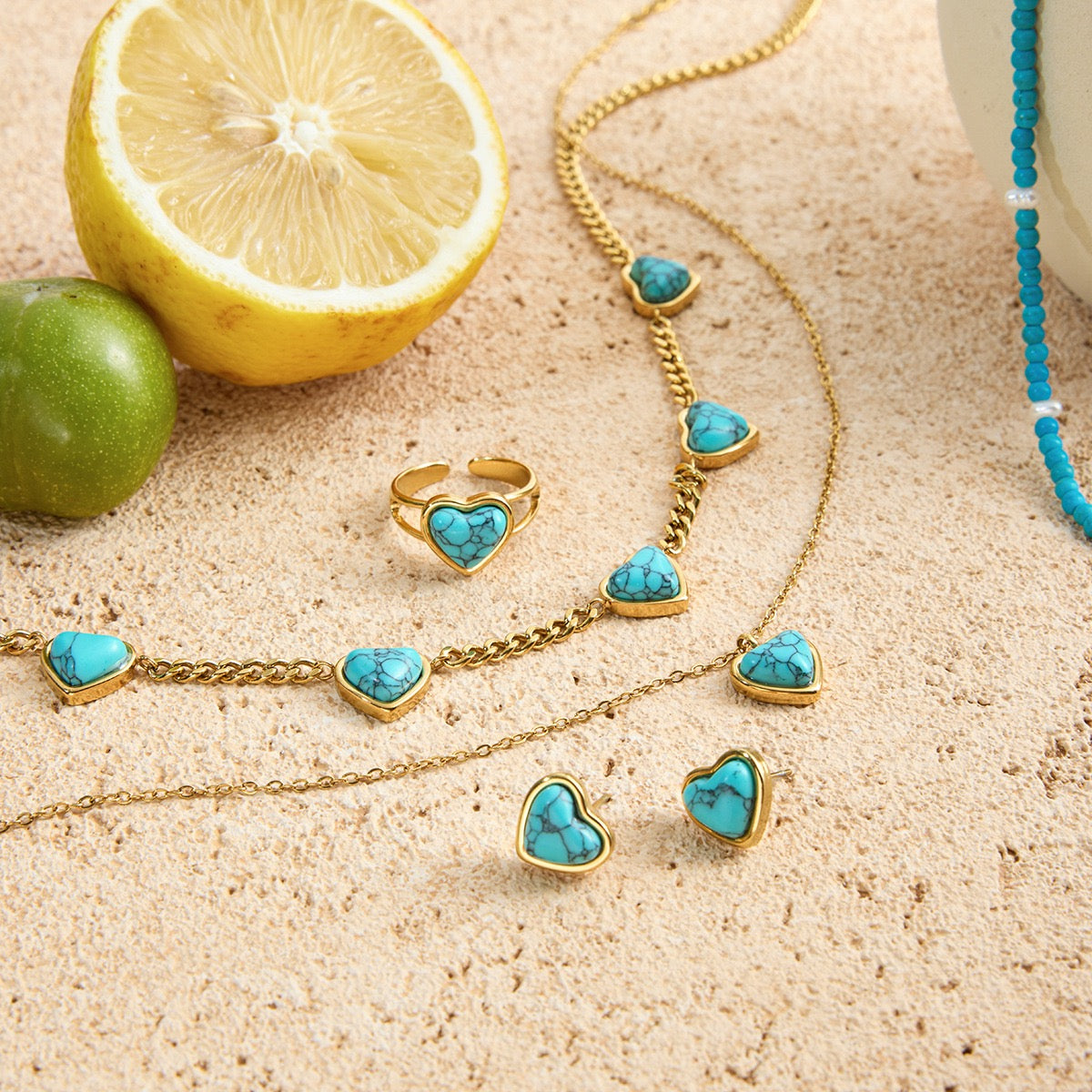 Turquoise heart set