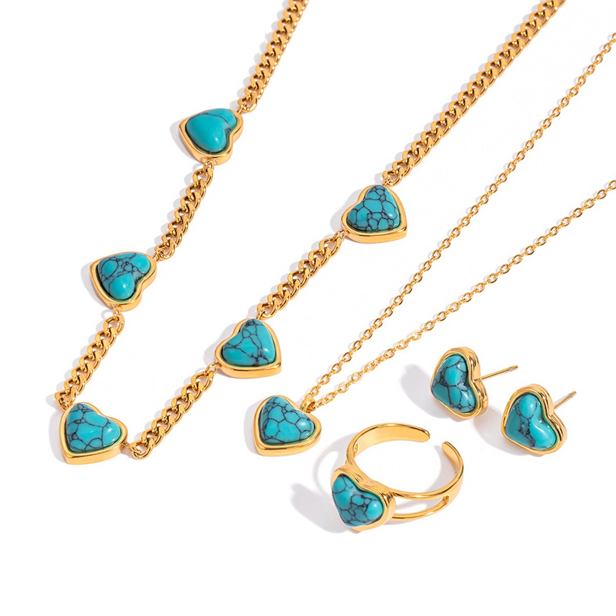 Turquoise heart set