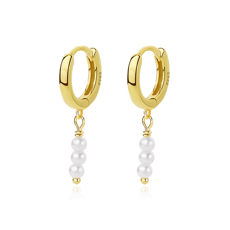 Charlotte Triple beady pearly hoops