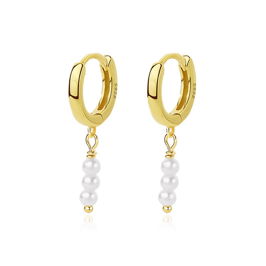 Charlotte Triple beady pearly hoops