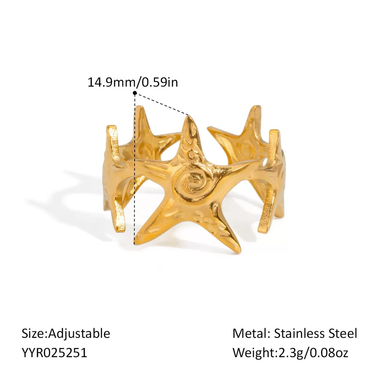 Swirl starfish ring