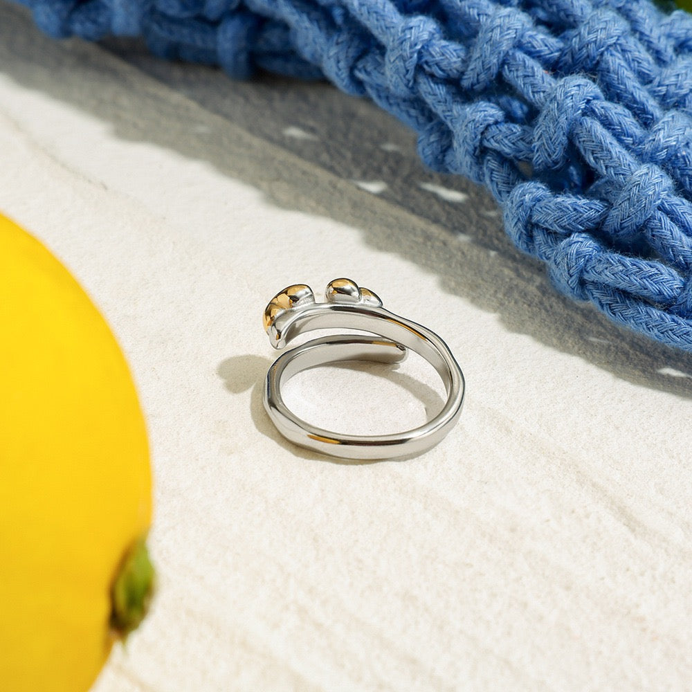 Two tone hearts mushroom ring