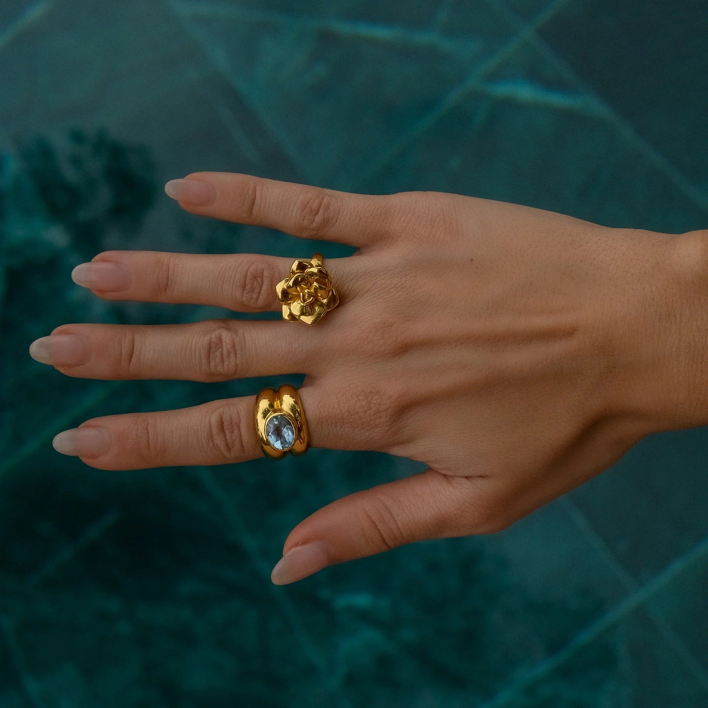 Camellia flower ring