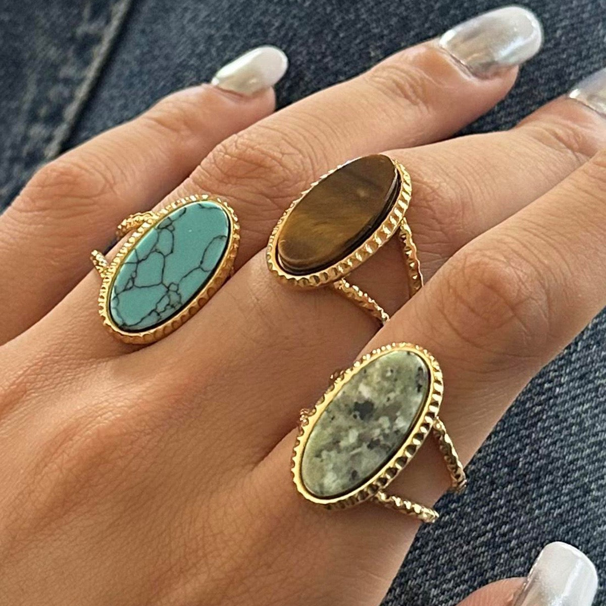 Oval stone rings
