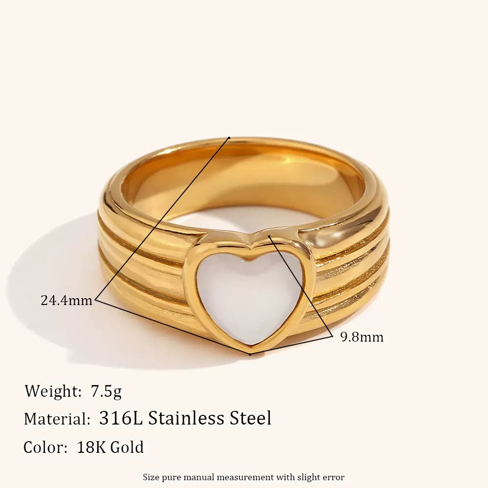 White heart band ring