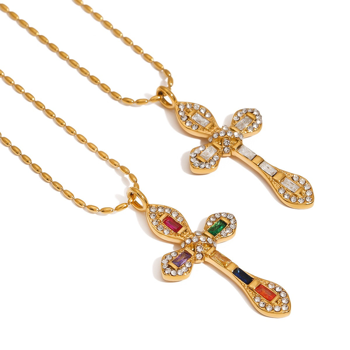 Stone cross necklaces