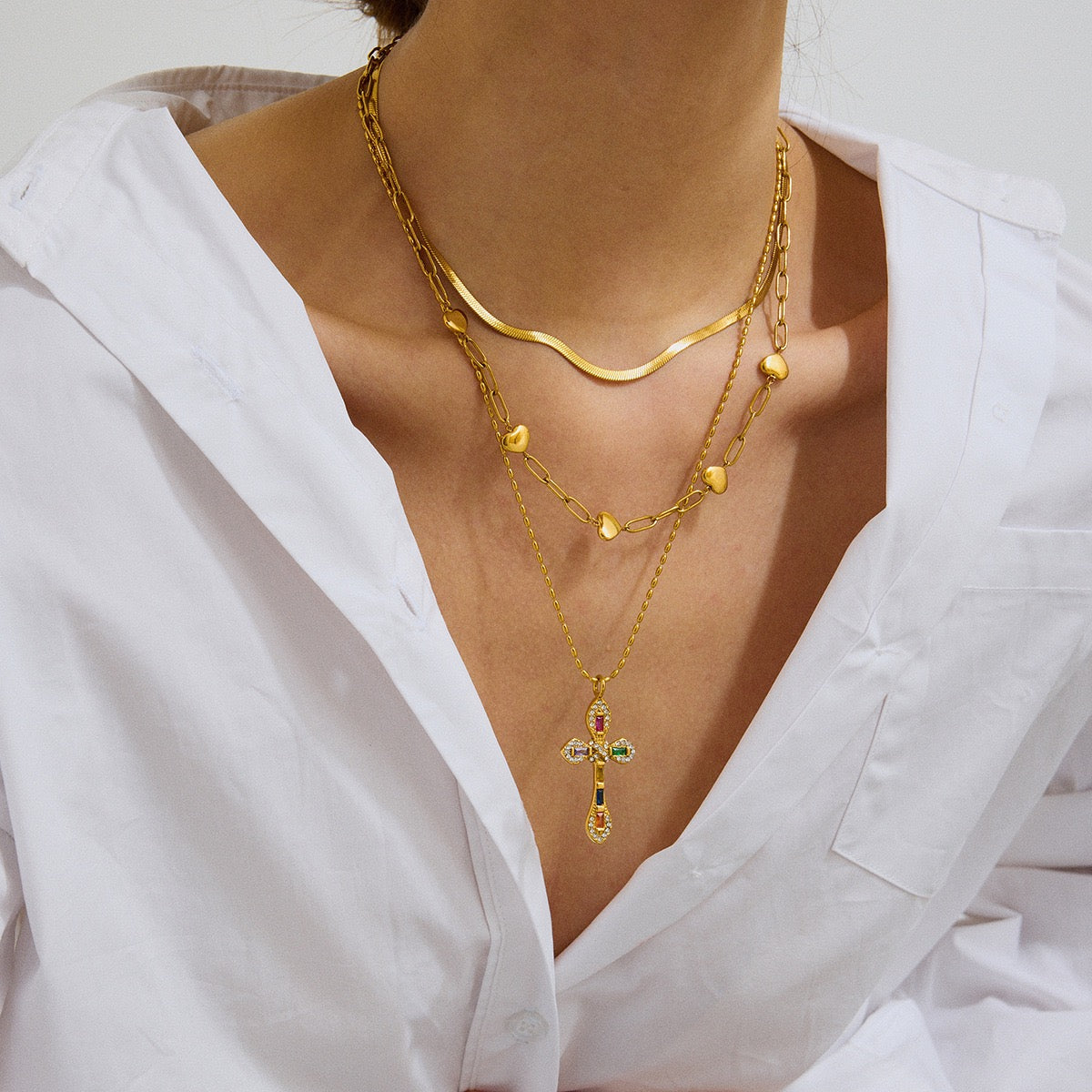 Stone cross necklaces