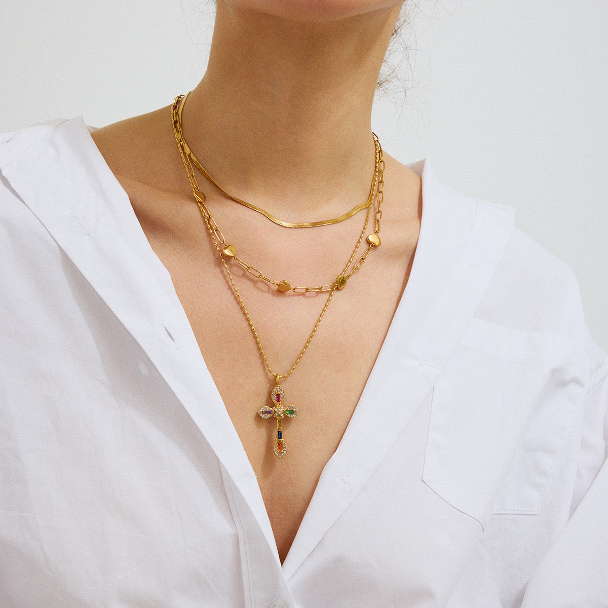 Stone cross necklaces