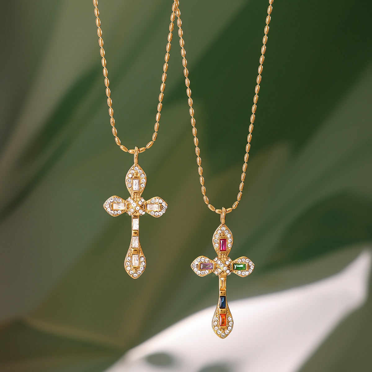 Stone cross necklaces