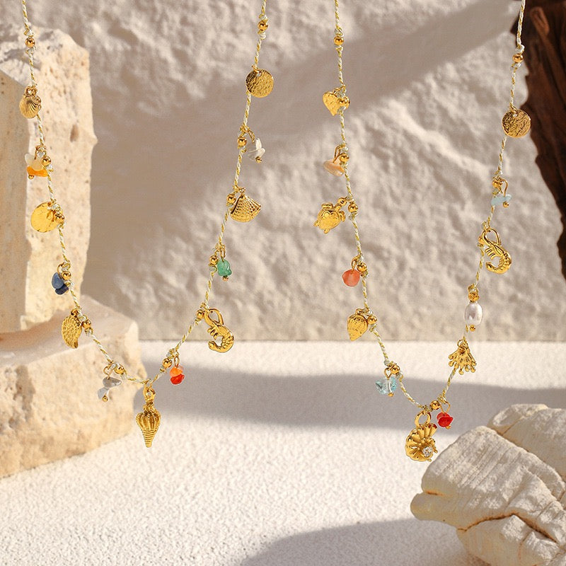 White rope charm necklace