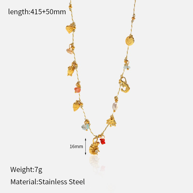 White rope charm necklace