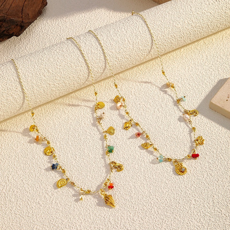 White rope charm necklace