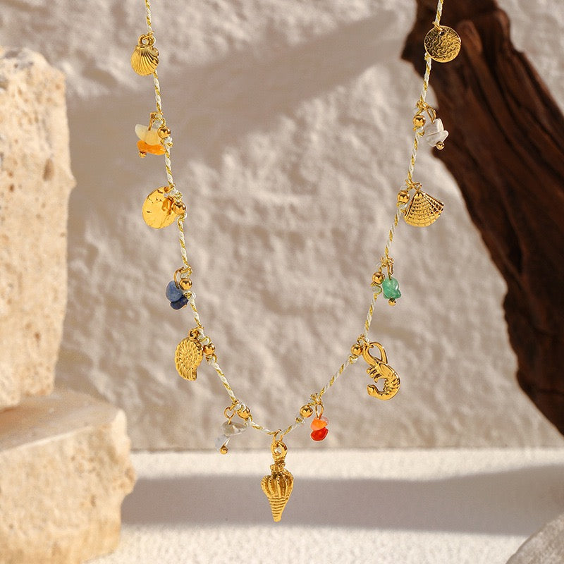 White rope charm necklace