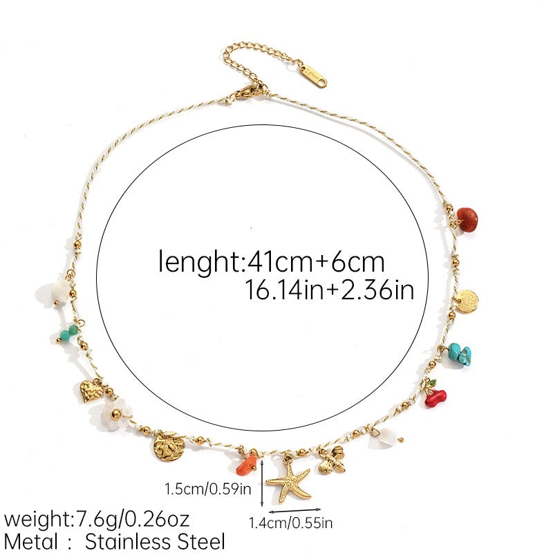 Dainty charm white rope necklace