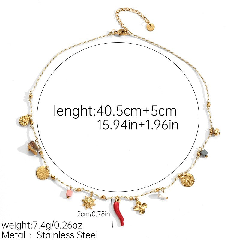 Dainty charm white rope necklace