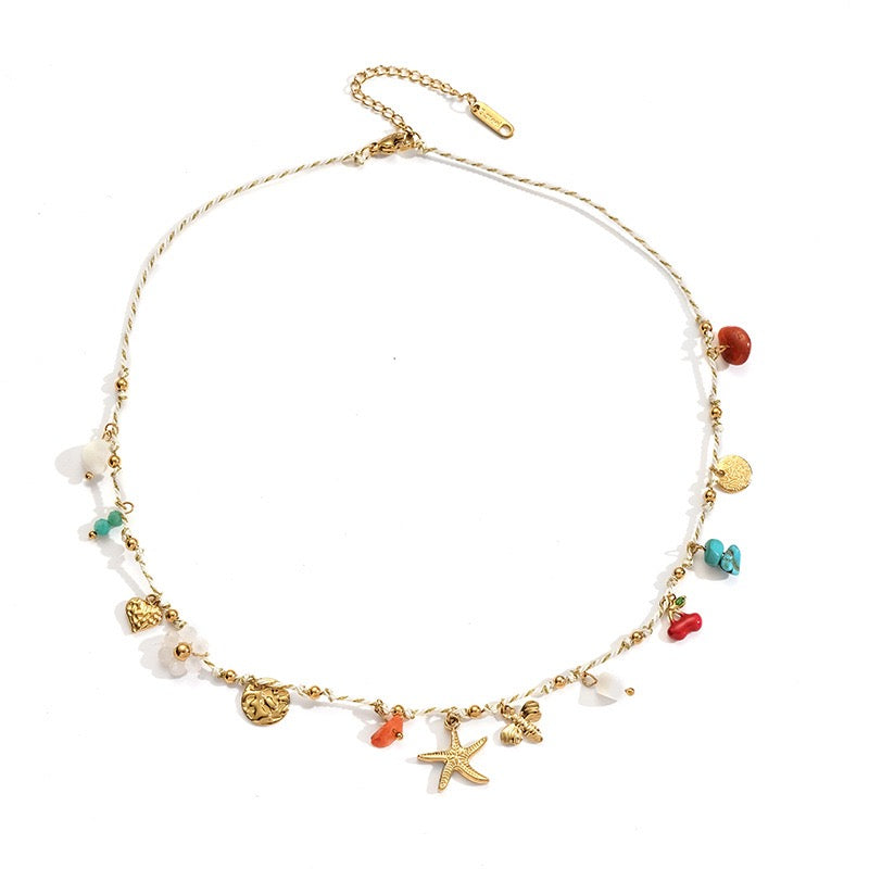 Dainty charm white rope necklace