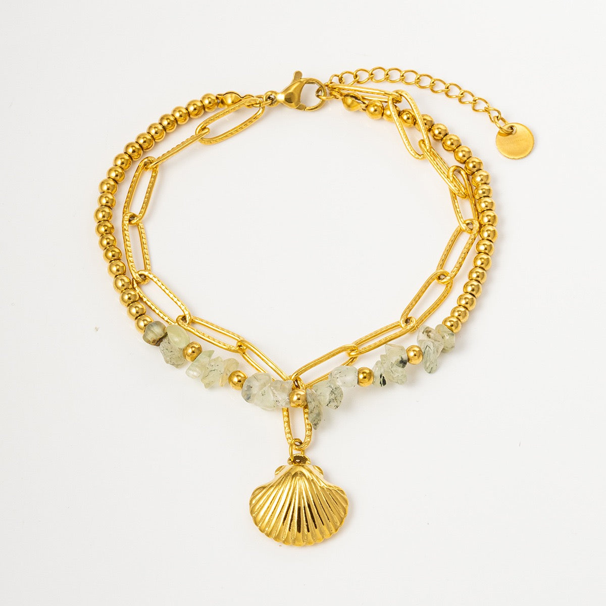 Green stone ocean layer bracelets