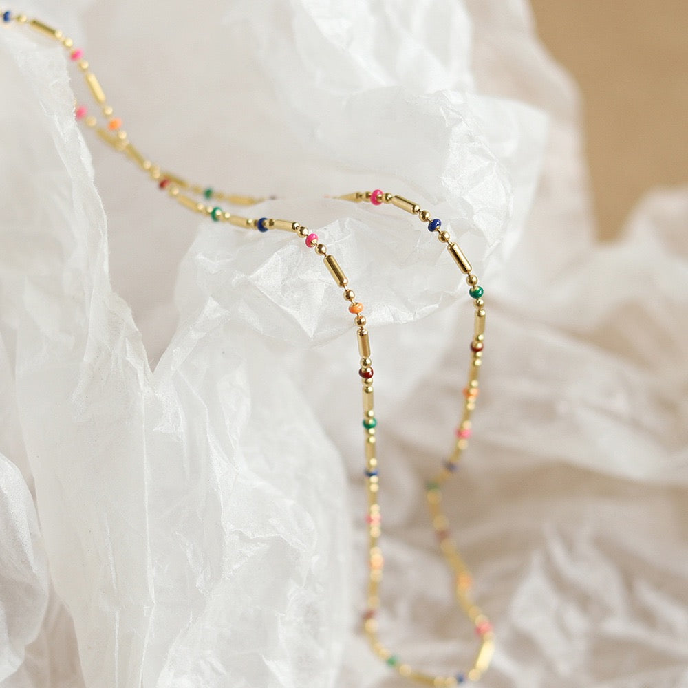 Dainty rainbow beady necklace