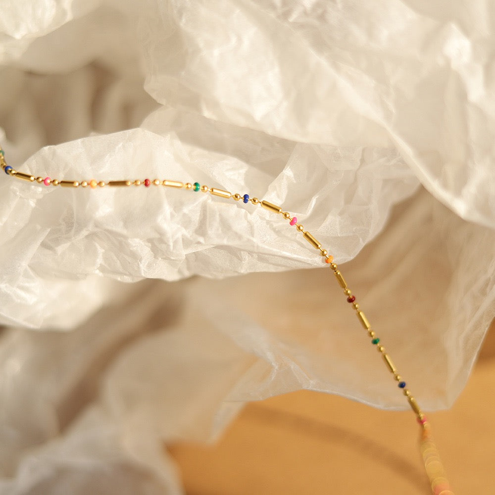 Dainty rainbow beady necklace