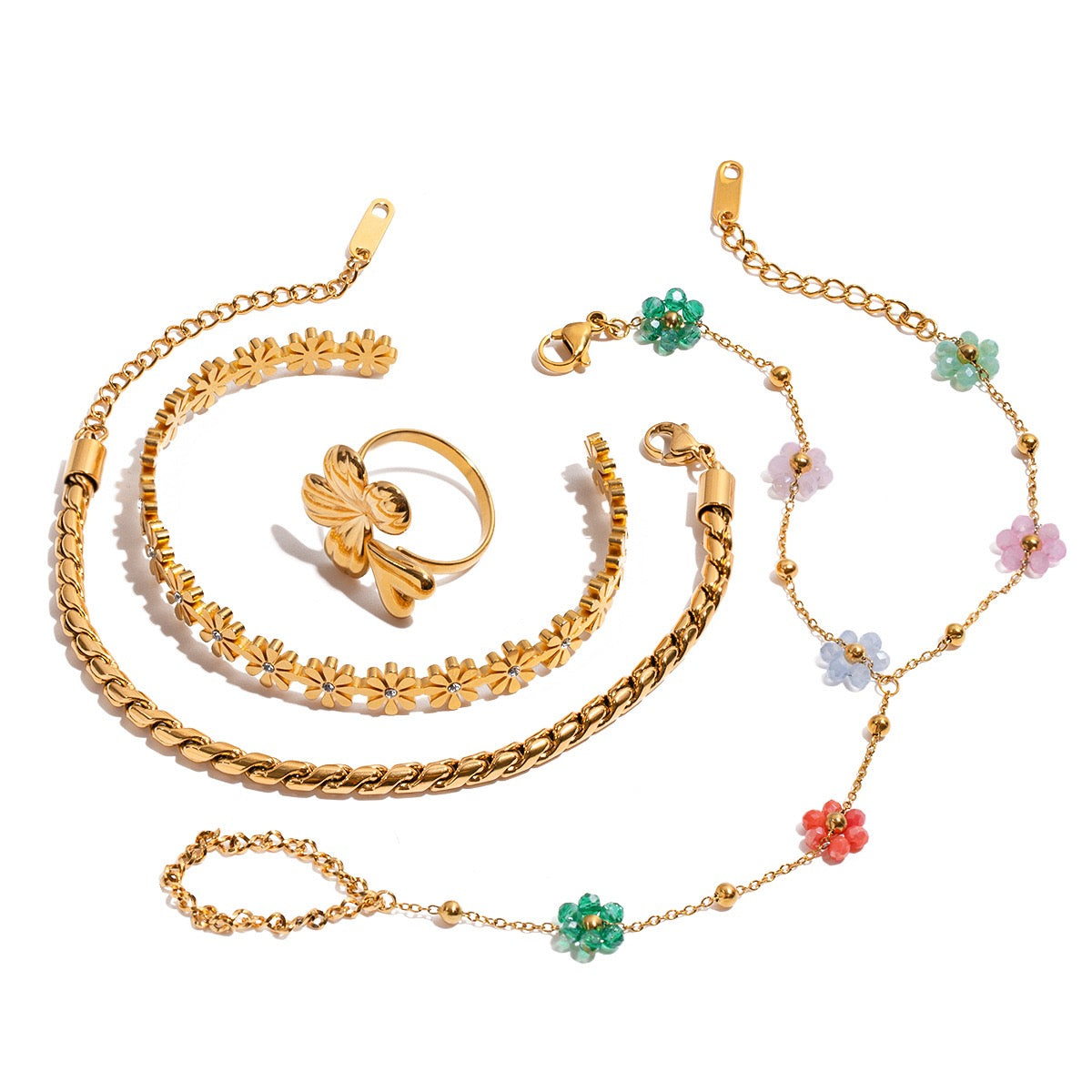 Rainbow flower hand chains