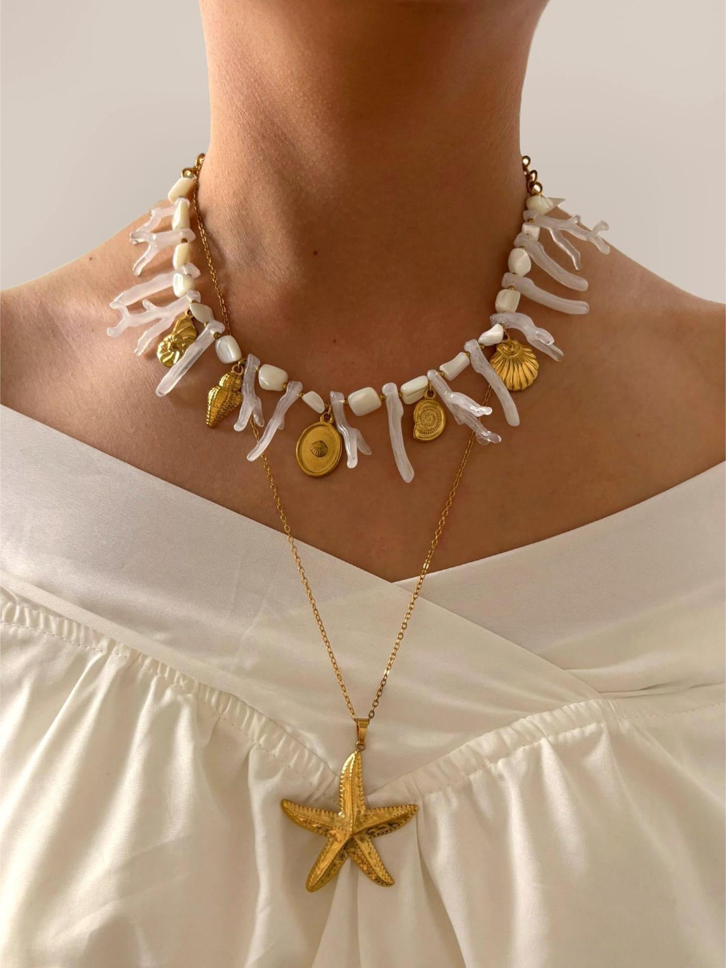 White charm necklace