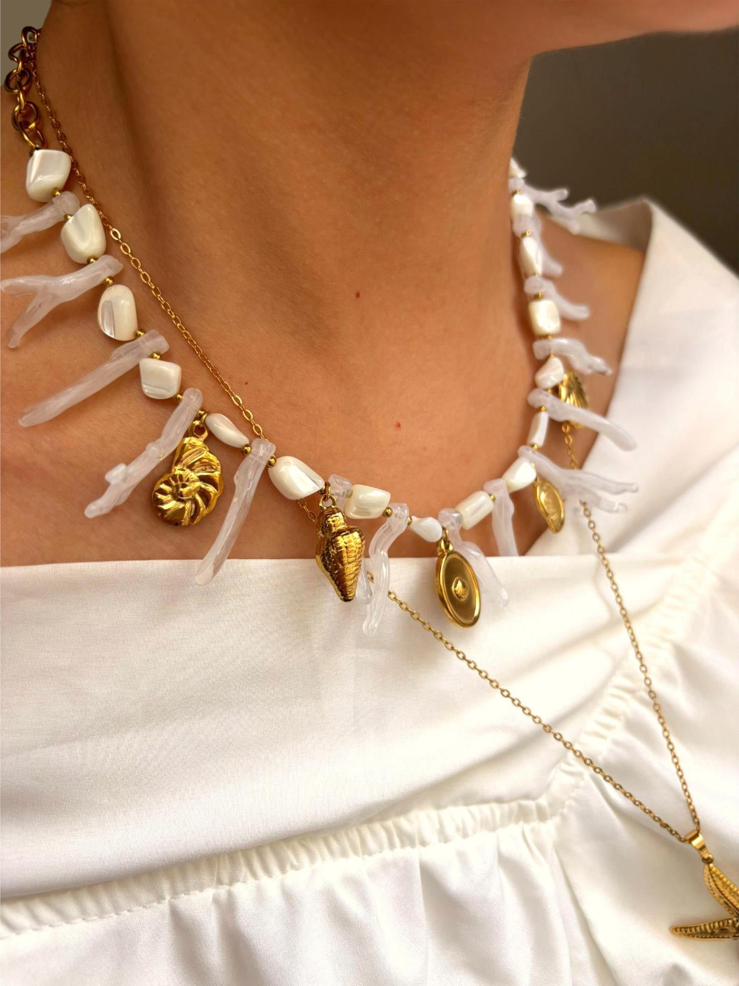 White charm necklace