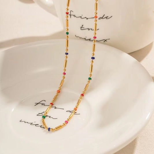 Dainty rainbow beady necklace