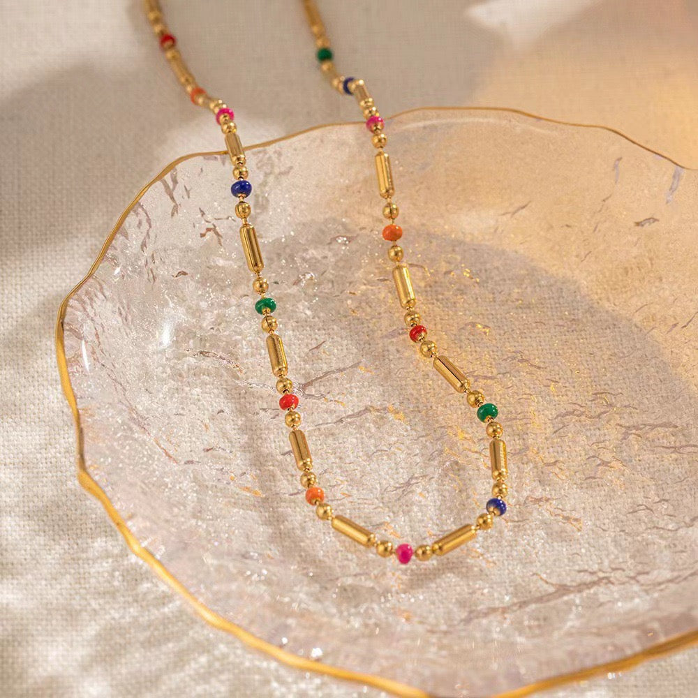 Dainty rainbow beady necklace