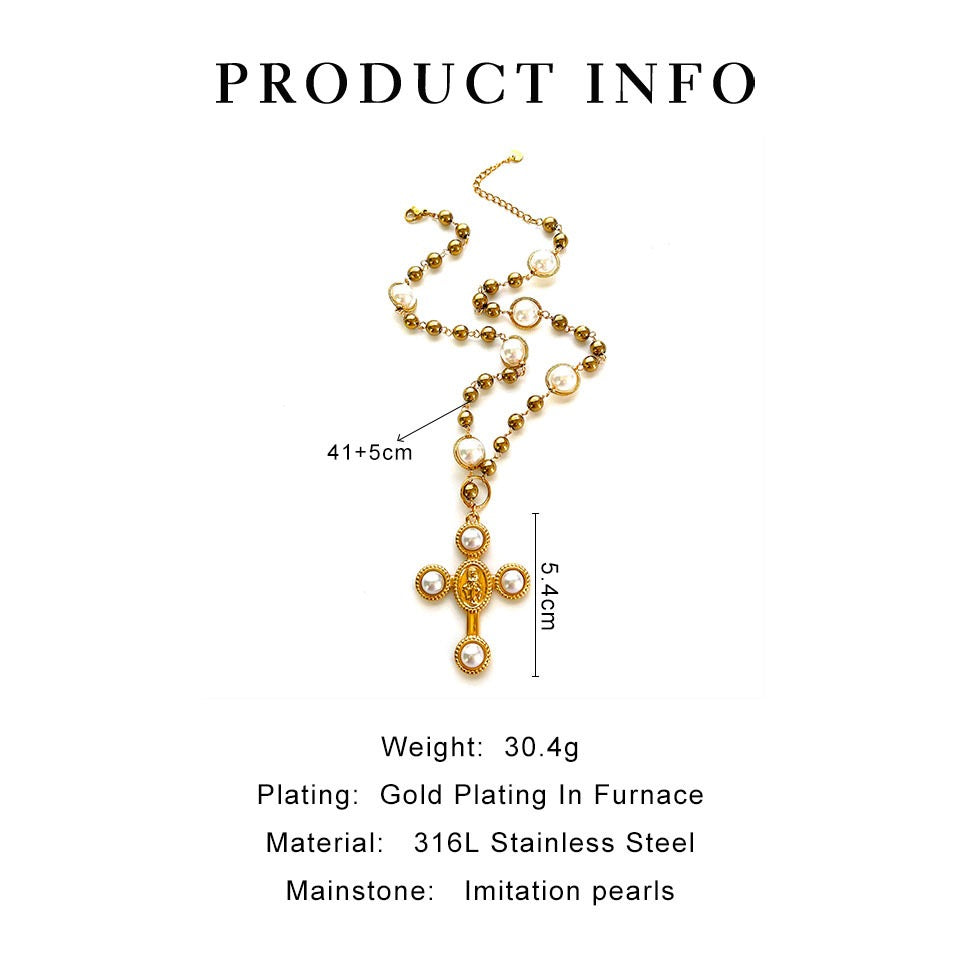 White statement cross necklace