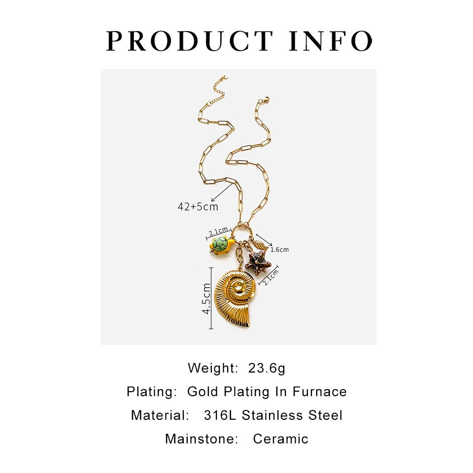 Yellow turtle shell charm necklace