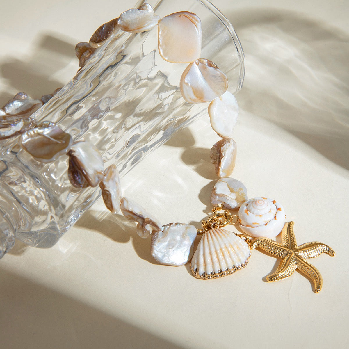 Natural shell starfish set