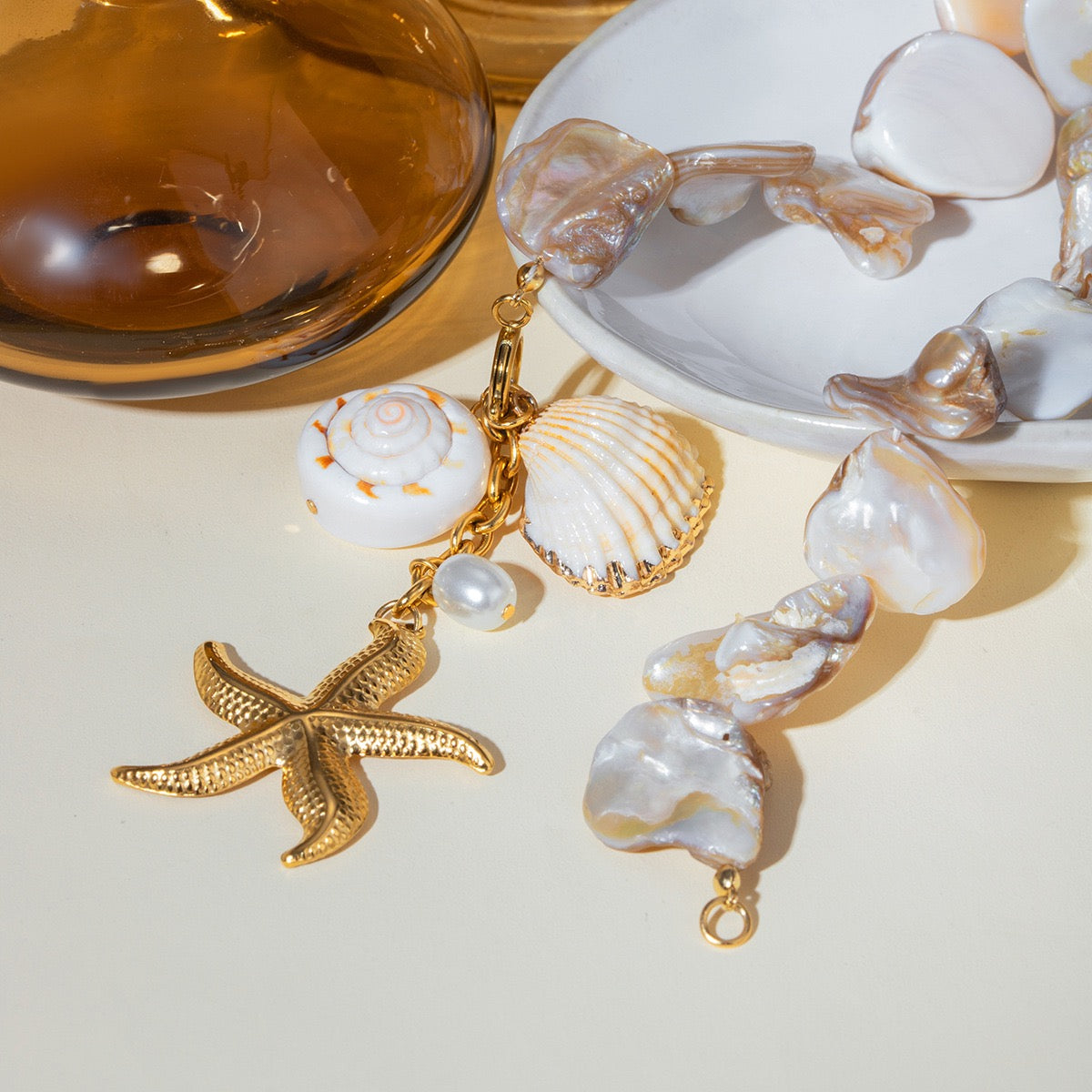 Natural shell starfish set