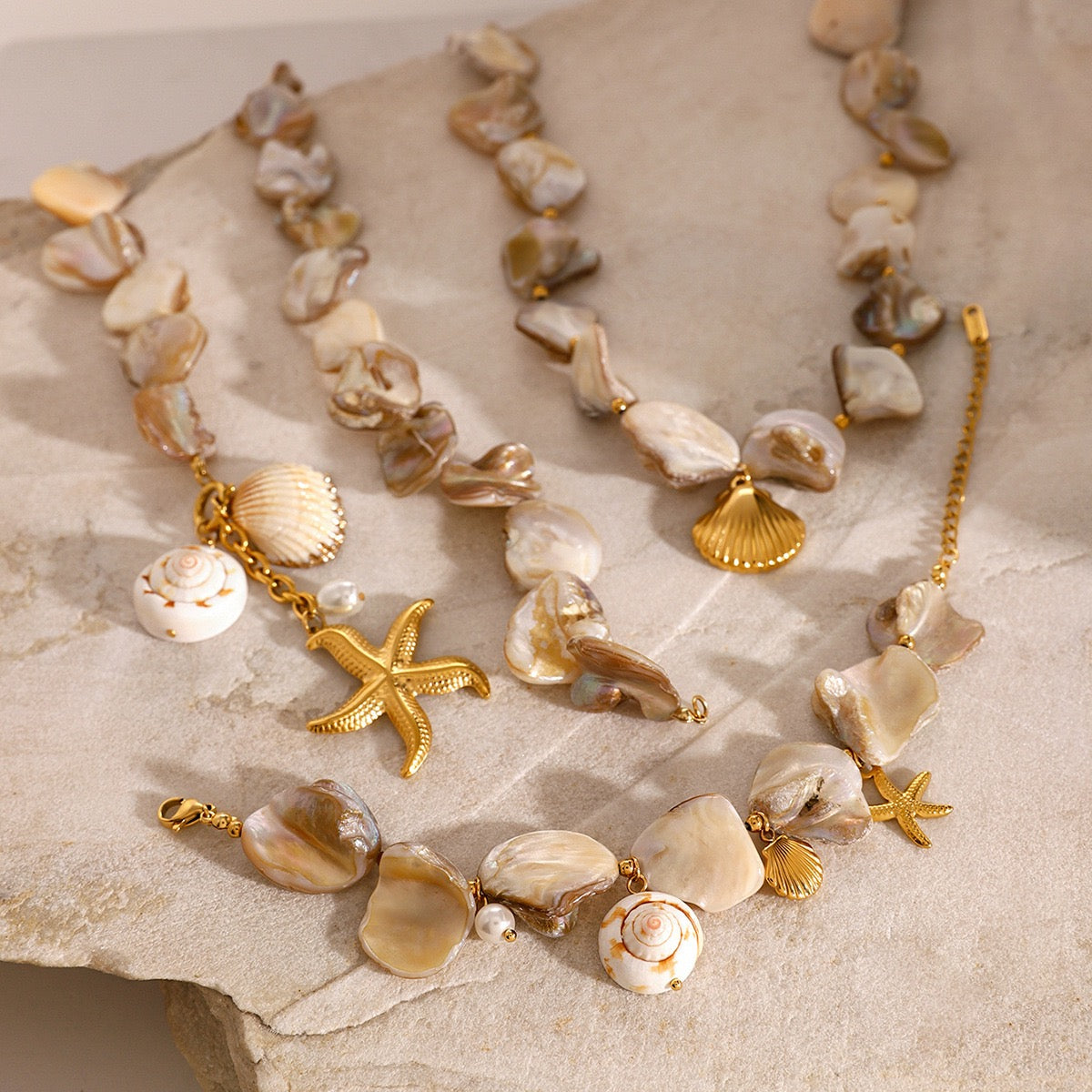 Natural shell starfish set