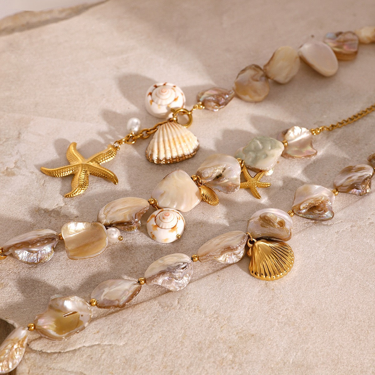 Natural shell starfish set