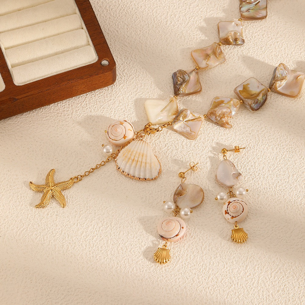 Natural shell starfish set