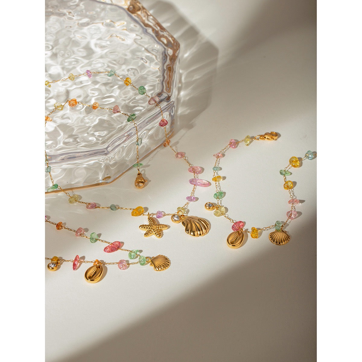 Rainbow stone starfish necklace