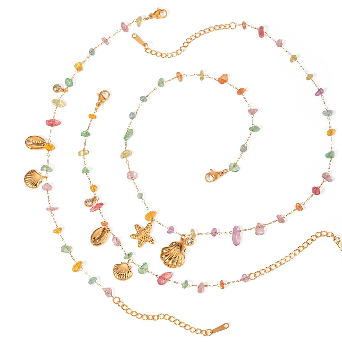 Rainbow stone starfish necklace