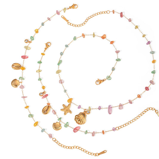 Rainbow stone starfish necklace