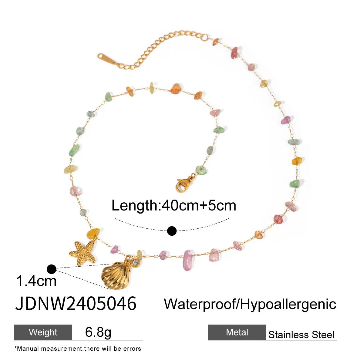 Rainbow stone starfish necklace