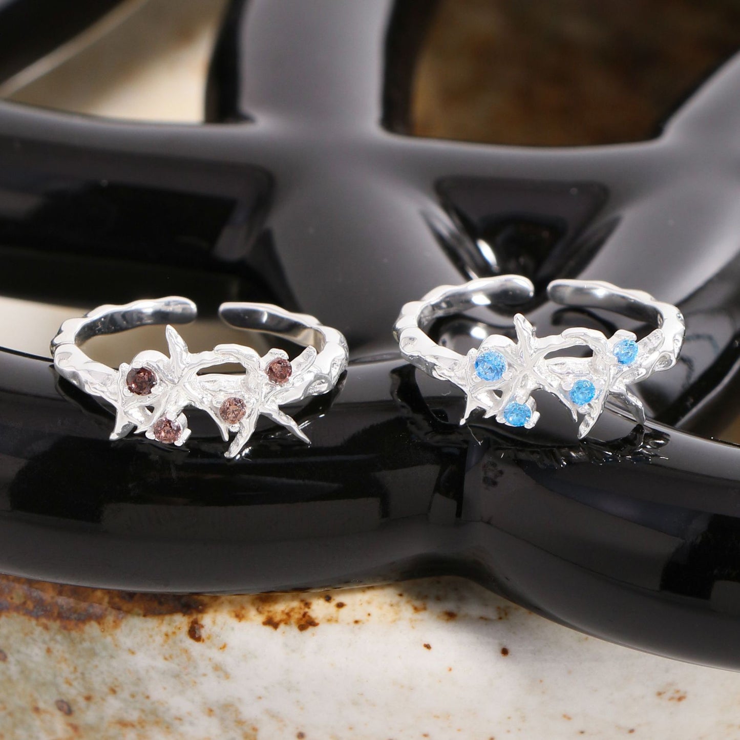 Sterling silver ocean world rings