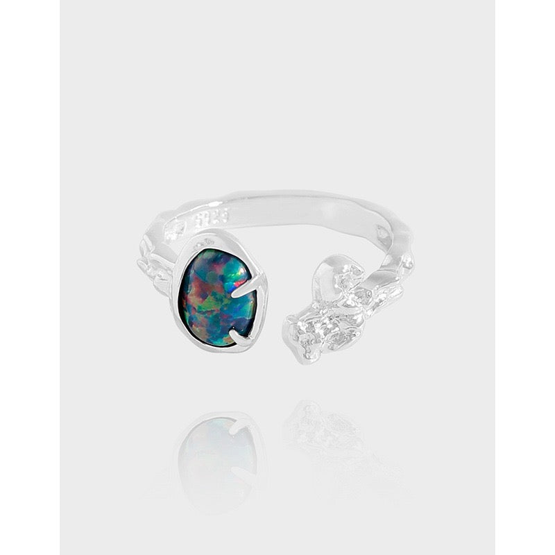 Opal sterling silver ring