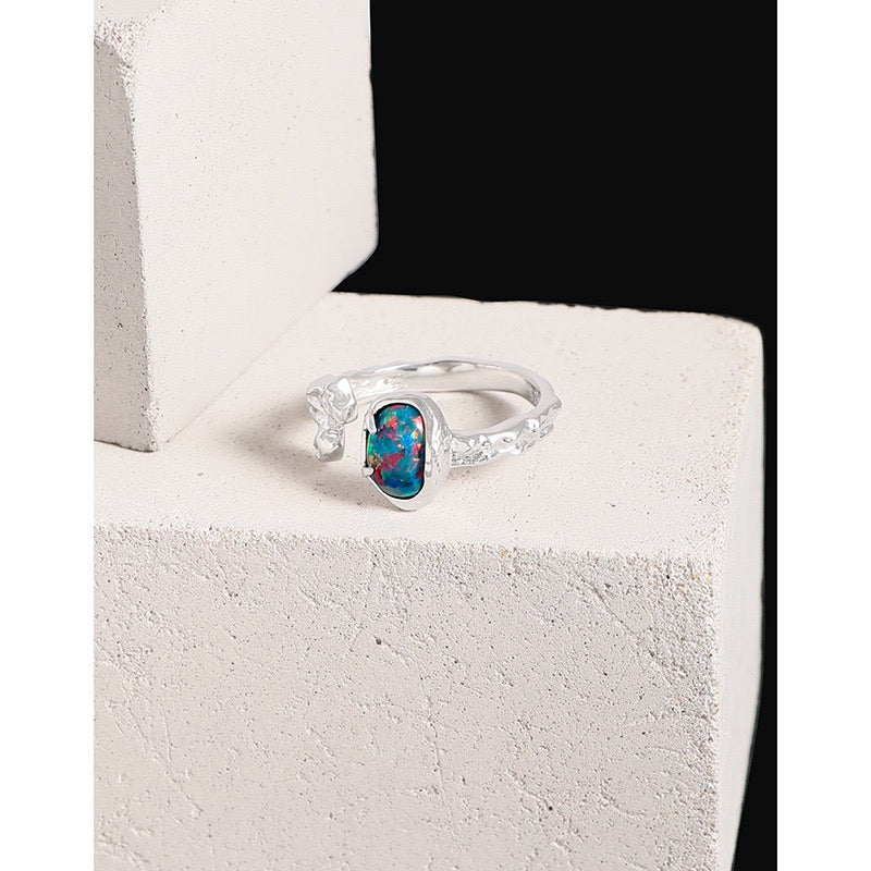 Opal sterling silver ring